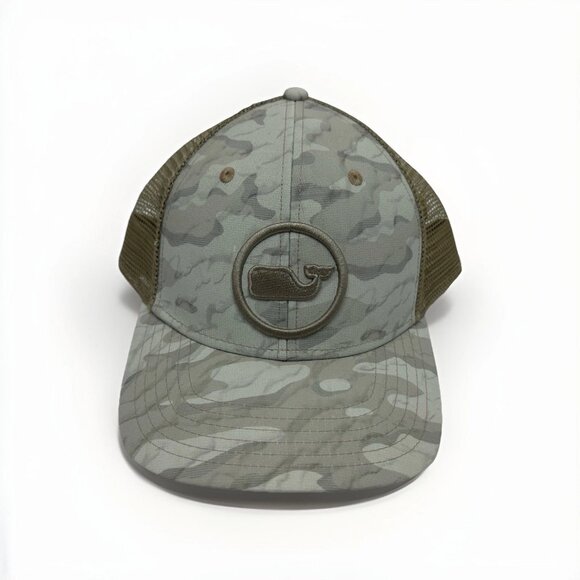 NEW Vineyard Vines Camo Whale Dot Performance Trucker Hat Khaki One Size NWOT - Picture 3 of 10